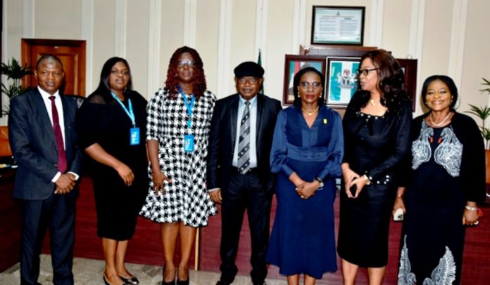 NEWLY INAUGURATED COMMITTEE MEMBERS SOLICITOR GENERAL OF THE FEDERATION / PERMANENT SECRETARY, FEDERAL MINISTRY OF JUSTICE, BEATRICE JEDDY – AGBA,OON,MNI, FORMER CHIEF JUDGE FCT HIGH COURT/CHAIRMAN OF THE PRESIDENTIAL COMMITTEE ON CORRECTIONAL REFORM AND DECONGESTION,HON. JUSTICE (DR.) ISHAQ BELLO (RTD.), ACTING DIRECTOR, ADMINISTRATION OF CRIMINAL JUSTICE AND REFORMS DEPARTMENT/SECRETARY TO THE COMMITTEE, LETICIA AYOOLA- DANIEL IN A GROUP PHOTOGRAPH WITH THE NEWLY INAUGURATED COMMITTEE MEMBERS ON THE REVIEW OF THE BORSTAL INSTITUTIONS AND REMAND CENTRES ACT 2004 LFN.-HELD ON 7th JULY 2022, HAGF CONFRENCE ROOM FEDERAL MINISTRY OF JUSTICE ABUJA