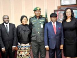 FROM LEFT: REPRESENTATIVE OF THE HAGF, DR UMAR GWANDU; LEAD ASSESSMENT TEAM, KADUNA BOSTER INSTITUTION, MRS UGONNA EZEKWEM; REPRESENTATIVE OF THE CONTROLLER GENERAL, NIGERIAN CORRECTIONAL SERVICE, ACG DANIEL ODHARO; CHAIRMAN, PRESIDENTIAL COMMITTEE ON CORRECTIONAL REFORM AND DECONGESTION(PCCRD), JUSTICE ISHAQ BELLO (RTD)AND SECRETARY, PCCRD, MRS LETICIA AYOOLA-DANIELS; DURING THE PCCRD VIRTUAL MEETING WITH KADUNA JUSTICE STAKEHOLDERS FOR THE IMPLEMENTATION OF THE JUVENILE DECONGESTION PROGRAMME, IN ABUJA ON MONDAY 25TH JULY, 2022