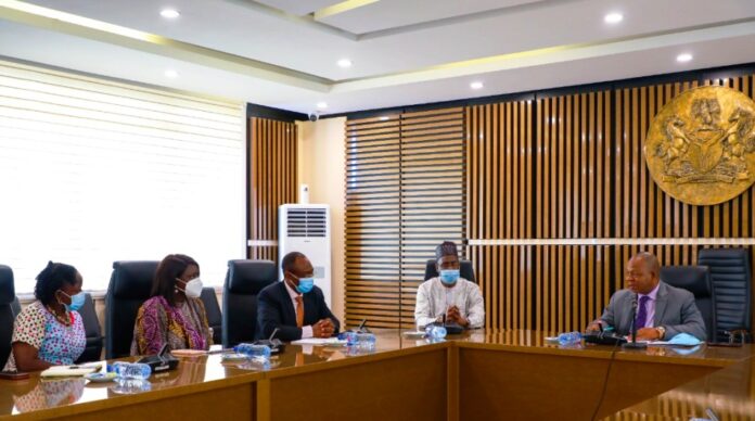 PS, GSO, Dr. Nnamdi Maurice Mbaeri (R), Senior Fund Portfolio Manager High Impart Africa of The Global Fund, Jean- Thomas Nouboussi (M), DG, NACA, Dr. Gambo Aliyu (2nd R) with other delegations from Global Fund PS, GSO, Dr. Nnamdi Maurice Mbaeri (R), Senior Fund Portfolio Manager High Impart Africa of The Global Fund, Jean- Thomas Nouboussi (M), DG, NACA, Dr. Gambo Aliyu (2nd R) with other delegations from Global Fund