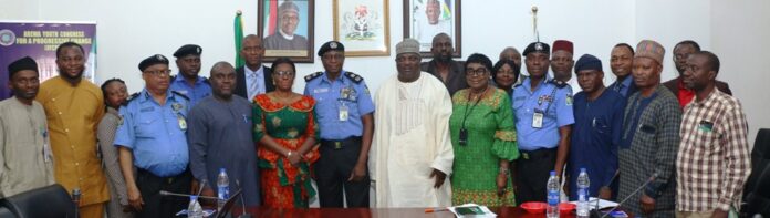 inauguration-workshop of the Ministry’s Delivery Task Team L-R: Assistant Director (Nigeria Police Trust Fund), Mustapha Adamu; Folarin Akinsanmi (OSGF/CDCU); ACP I.I. Anagbado; Ebei Esege (OSGF/CDCU); Director General Services (MPA), Mrs. Edemanya Ibilola Brayila; Director Finance and Accounts (MPA), Mr.Aondoakaa Emmanuel; Director, Police Service Department(MPA), Joseph O. Samuel; Commissioner of Police, Obe E. (CP Works); Head, Audit(MPA), Fagade Oloyede; CSP Samuel Emezurike (FCID); and Head, Press &Public Relations(MPA) Bolaji O. Kazeem during The inauguration/workshop of the Ministry’s Delivery Task Team at the Minister’s conference room at the headquarters of the Ministry of Police Affairs, Abuja