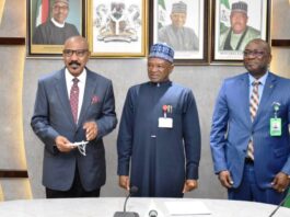 L- R, The Minister of Science, Technology and Innovation, Senator Adeleke Mamora, Minister of Agriculture and Rural Development, Dr. Mohammad Mahmood Abubakar and Permanent Secretary, Dr. Ernest Umakhihe during the inauguration ceremony of National Council on Animal Welfare in Abuja.