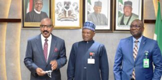 L- R, The Minister of Science, Technology and Innovation, Senator Adeleke Mamora, Minister of Agriculture and Rural Development, Dr. Mohammad Mahmood Abubakar and Permanent Secretary, Dr. Ernest Umakhihe during the inauguration ceremony of National Council on Animal Welfare in Abuja.