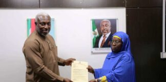 (Left) HMSH Hon. Joseph Ekumankama with Dr. Sadiya Nasir MD (NOFIC) Katsina.jpg