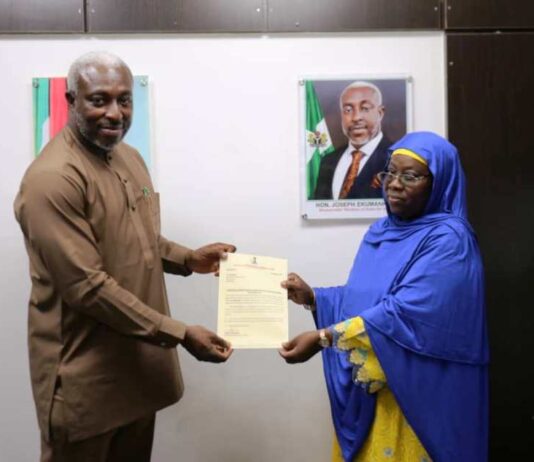 (Left) HMSH Hon. Joseph Ekumankama with Dr. Sadiya Nasir MD (NOFIC) Katsina.jpg