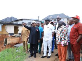 Ikpeazu Promises Remedial Action And A Firm Representation To The Ecological Office Of The Federal Government As He Visits Gully Erosion Site At Ovom Street, Aba