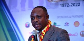 The Permanent Secretary, Amb. Gabriel Aduda delivering the Hon. Minister of State for Petroleum Resources speech at the occasion