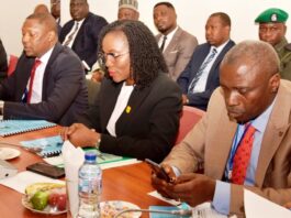 Honourable Attorney General of the Federation and Minister of Justice, Abubakar Malami SAN,CON, presenting 2023 Budget Proposal to the Senate Committee on Judiciary, Human Rights and Legal Matters, Solicitor General of Federation and Permanent Secretary, Beatrice Jedy- Agba, OON, mni, Director Finance and Account, Joshua Luka