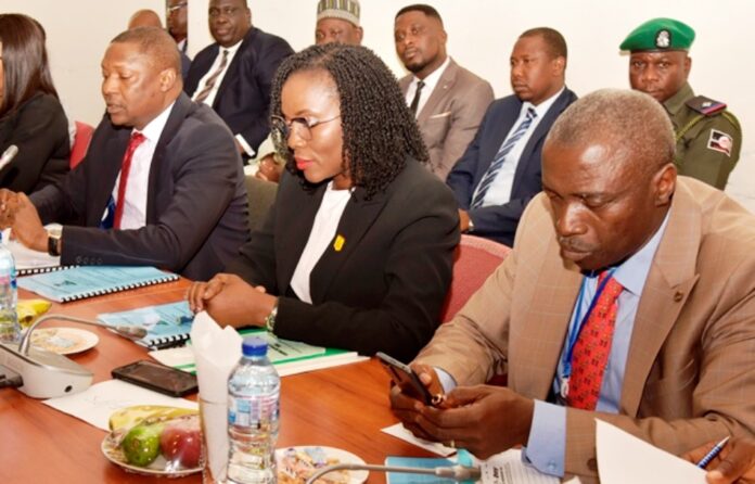 Budget Presentation to the Senate Committee Honourable Attorney General of the Federation and Minister of Justice, Abubakar Malami SAN,CON, presenting 2023 Budget Proposal to the Senate Committee on Judiciary, Human Rights and Legal Matters, Solicitor General of Federation and Permanent Secretary, Beatrice Jedy- Agba, OON, mni, Director Finance and Account, Joshua Luka