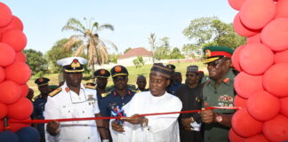 The Minister of Defence, Major General Bashir Salihi Magashi (Rtd) commissioned some vital projects supported by the Chief of Defence Intelligence, Maj Gen. Adebayo, the Commandant of the College, Commodore E. A. Zipele and other senior serving and retired Officers. at Defence Intelligence College (DIC) in Karu Abuja