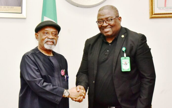 courtesy visit of NMA new executive1 Honourable Minister of Labour and Employment, Dr Chris Ngige, OON, with President, Nigerian Medical Association (NMA), Dr Uche Ojinmah during the courtesy visit of NMA new executive to the minister, Abuja