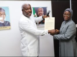 HMSH Hon. Joseph Ekumankama with Prof. Hadiza Usman, MD FMC Nguru, Yobe State
