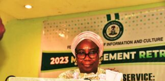 Permanent Secretary Federal Ministry of Information and Culture, Mrs. Lydia Shehu Jafiya mni