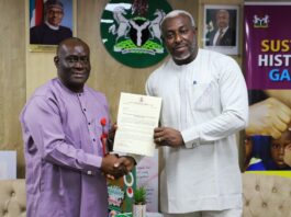 HMSH Hon. Joseph Ekumankama with Dr. Tosan Erhabor (Registrar MLSCN)