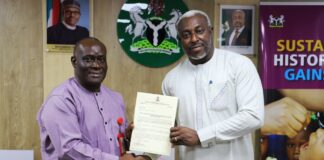 HMSH Hon. Joseph Ekumankama with Dr. Tosan Erhabor (Registrar MLSCN)