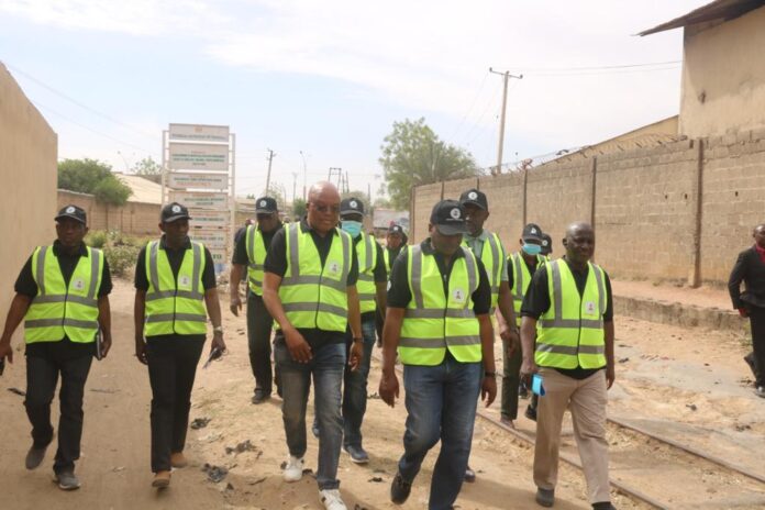 IMG-20230314-WA0042 EPO Perm. Sec., Malam Shehu Ibrahim, mni on inspection tour with EPO Management at Bompai, Sharada and Challawa Industrial areas of Kano State