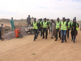 Permanent Secretary, Ecological Project Office (EPO), Malam Shehu Ibrahim, mni on inspection with EPO Management and others