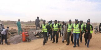 Permanent Secretary, Ecological Project Office (EPO), Malam Shehu Ibrahim, mni on inspection with EPO Management and others