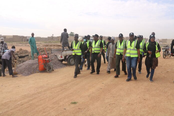 Permanent Secretary, Ecological Project Office (EPO), Malam Shehu Ibrahim, mni on inspection with EPO Management and others
