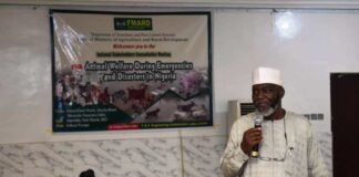 The Head, Quality Assurance and Standards Division, Department of Veterinary and Pest Control Services, Dr. Abdulkareem Durosinlorun during the Meeting in Abuja.