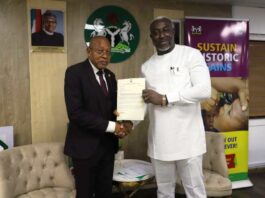 HMSH Hon. Joseph Ekumankama with Dr. Sunday Etukudoh (Provost-CEO FSLMT Jos)