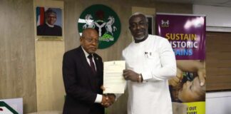 HMSH Hon. Joseph Ekumankama with Dr. Sunday Etukudoh (Provost-CEO FSLMT Jos)