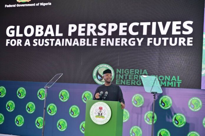 Vice President Yemi Osinbajo delivering his address at the event