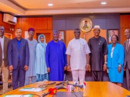 Picture of the Honourable Minister of State for Budget and National Planning, Prince Clem Agba Ikanade (6th Right) with other participants during the inauguration of the steering committee on state implementation of the Food Systems Transformation Pathway in Nigeria
