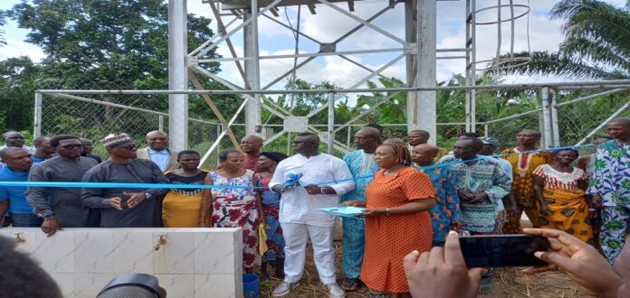 IMG-20230515-WA0018 Pictures of Honourable Minister of State ,Budget and National planning, Prince Clem Ikanade Agba and Resident of Agbamogba community during commissioning community borehole at Agbamogba Community in Ovia North East LGA