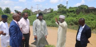 EPO Permanent Secretary during on-the-spot assessment tour of the flood ravaged Trademore Estate and its environs