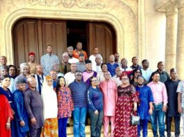 Prince Clem Agba surrounded by Zonal Permanent Secretaries on Food Systems Transformation Pathway both Federal and State Directors at a Retreat held at Uzanu Farm Edo State last weekend.