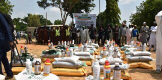 Display of some of the Agricultural Inputs to Smallholder Farmers in the North West Region.