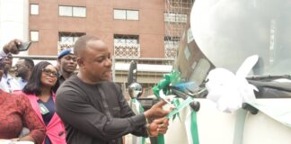 Permanent Secretary, Amb. Gabriel Aduda inaugurating the buses