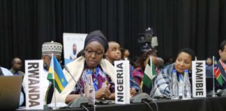 Daju Kachollom (PSH) presenting Nigeria's position on 'Regional Strategy' for expediting the implementation and monitoring of National Action Plans on Antimicrobial Resistance 2023-2030 in WHO African Region