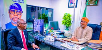 Courtesy Visit: Left: the Executive Governor of Nasarawa State, His Excellency, Engr. Abdullahi Sule paying courtesy visit on the Hon. Minister of Solid Minerals Development, Mr Dele Alake.