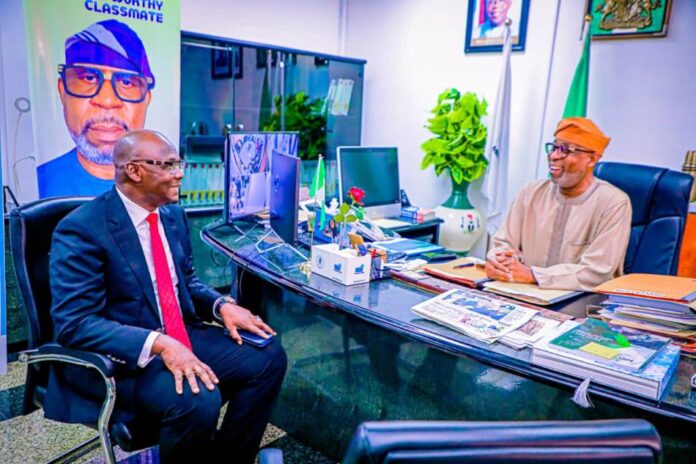 Courtesy Visit Courtesy Visit: Left: the Executive Governor of Nasarawa State, His Excellency, Engr. Abdullahi Sule paying courtesy visit on the Hon. Minister of Solid Minerals Development, Mr Dele Alake.