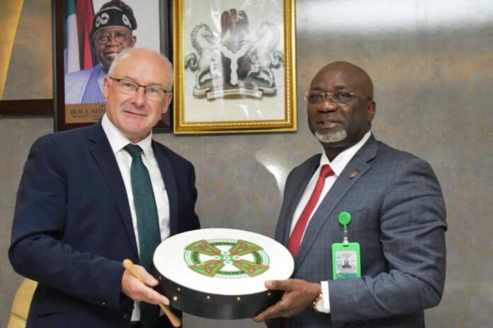 Courtesy Visit by the Irish Secretary General L-R, The Ireland, Ministry for Agriculture, Food and Marine, Mr. Brendan Gleeson and Permanent Secretary, FMAFS, Dr. Ernest Umakhihe during the Courtesy Visit by the Irish Secretary General.