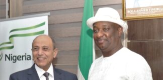 L- R Egyptian Minister of Civil Aviation , Lt.Gen. Helmy (Ret) having handshake with Hon. Min. of Aviation and Aerospace Development, Festus Keyamo. SAN, CON, FCIArb. (U.K)