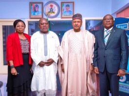 (2nd Right) The Honourable Minister, Federal Ministry of Information and National Orientation, Muhammed Idris Malagi, (3rd Right) Angola Ambassador to Nigeria, HE Jose Bamoquina Zau, during a Courtesy Visit to the Honourable Minister, on 14th September 2023. In Abuja