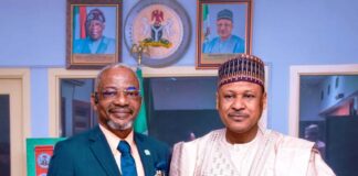 The Hon. Minister of Information and National Orientation, Alhaji Mohammed Idris (right), with the Chief Commissioner, Public Complaints Commission Mr. Abimbola Ayo-Yusuf.