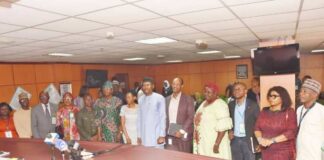 Pictures of the Permanent secretary, Budget and Economic planning, Mr Nebeolisa Anako , Directors and newly inaugurated members of the Community of Practice (COP) for the implementation of the National Social Protection Policy .