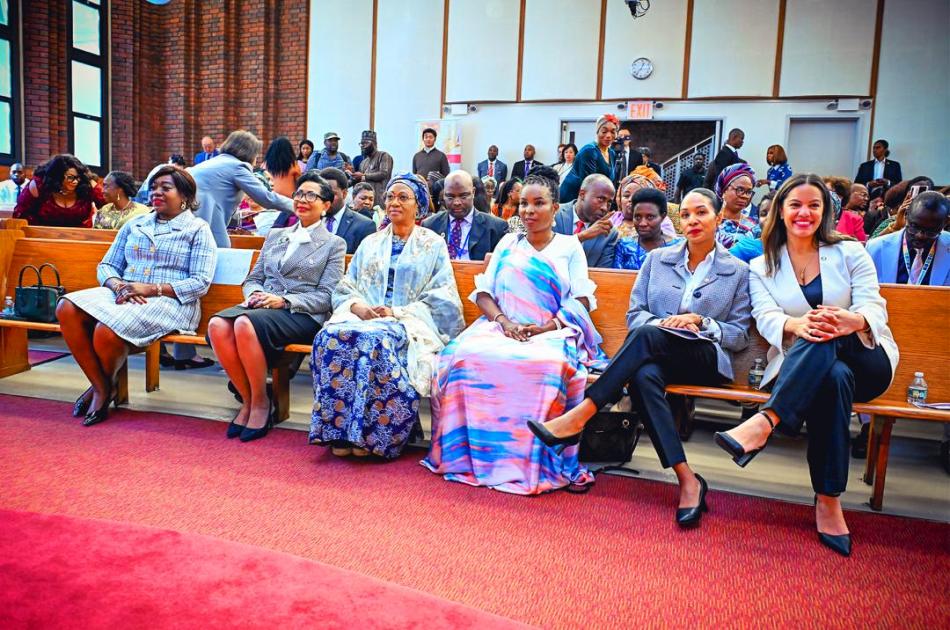 From left HE Hilda Sika-Mafidze, Ambassador of African Union to USA, HE Ann Marie Davies, First Lady of the Bahamas, HE Senator Oluremi Tinubu CON, First Lady of the Federal Republic of Nigeria , HE Angeline Ndayishimiye, First Lady of Burundi and others at the commemoration of the International Day of Peace held in New York