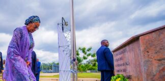 H.E First Lady of the Federal Republic of Nigeria, Senator Oluremi Tinubu at the Wreath-Laying Ceremony in honor of fallen UN Staff and partners, in Ab