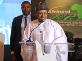 The Minister delivering his address during Africast