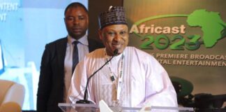 The Minister delivering his address during Africast