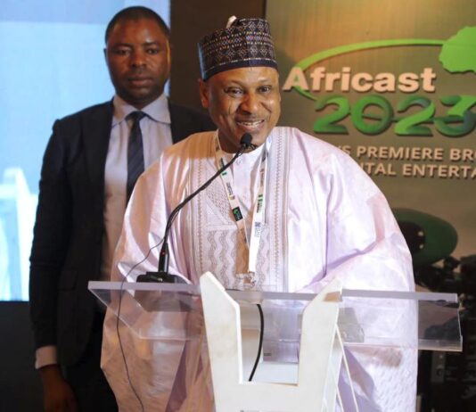 The Minister delivering his address during Africast