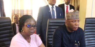 The Honourable Minister of the Ministry of Steel Development, Prince Shuaibu Abubakar Audu with the Permanent Secretary of the Ministry, Dr. Mary A. Ogbe during their 3-Day working visit to Ajaokuta Steel Complex and the National Iron Ore Mining Company Limited (NIOMCO), Itakpe, on Friday 6th October, 2023 in Kogi State.