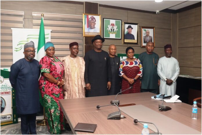Aviation Task Force Committee (CENTRE) Hon. Minister of Aviation and Aerospace Development; Festus Keyamo in a Group Photograph with the Ministerial Task force