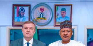 (Right) TheHonourableMinister, Federal Ministry of Information and National Orientation, receives (Left) Ambassador of the Republic of Belarus to the Federal Republic of Nigeria, Viacheslav Bril, on a Courtesy Visit to the Ministry, on 4th October, 2023. In Abuja