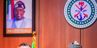 Minister of State for Defence, Dr Muhammad Bello Matawalle, Denmark Ambassador to Nigeria, Sune Krogstrup and management staff of the Ministry during a meeting in Ship House, Abuja.