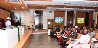 Hon. Minister Of Works Engr. David Umahi during a Meeting Wit Directors Of The Ministry Today Tuesday 3rd October 2023.